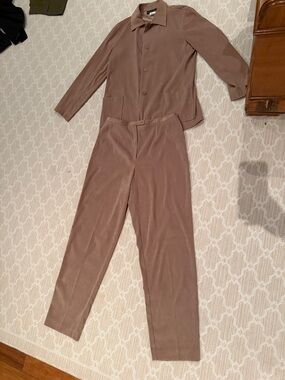 Harve Benard Taupe Two-Piece Tailored Shirt & Pants Set